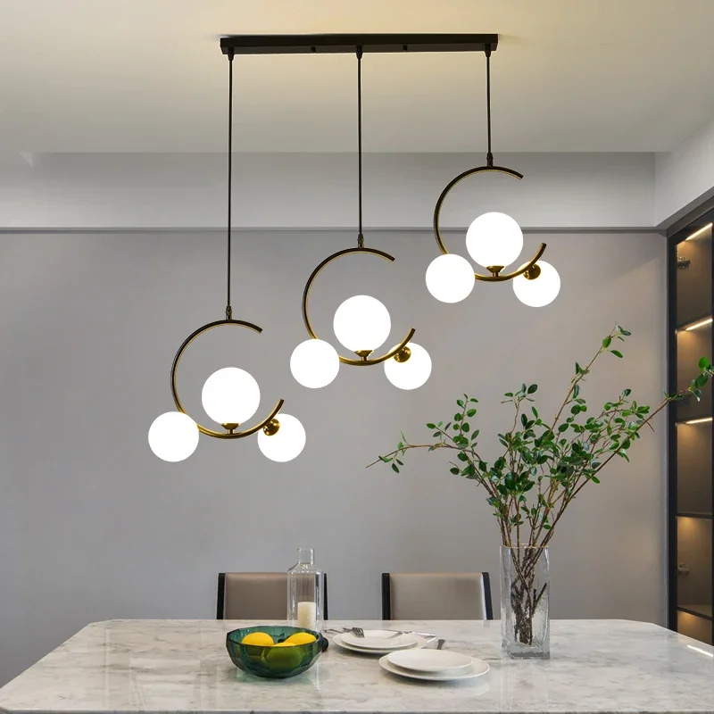 Lampadario moderno a LED illuminazione sala da pranzo isola palla di vetro lampada a sospensione camera da letto cucina luci ristorante Bar Fixtures