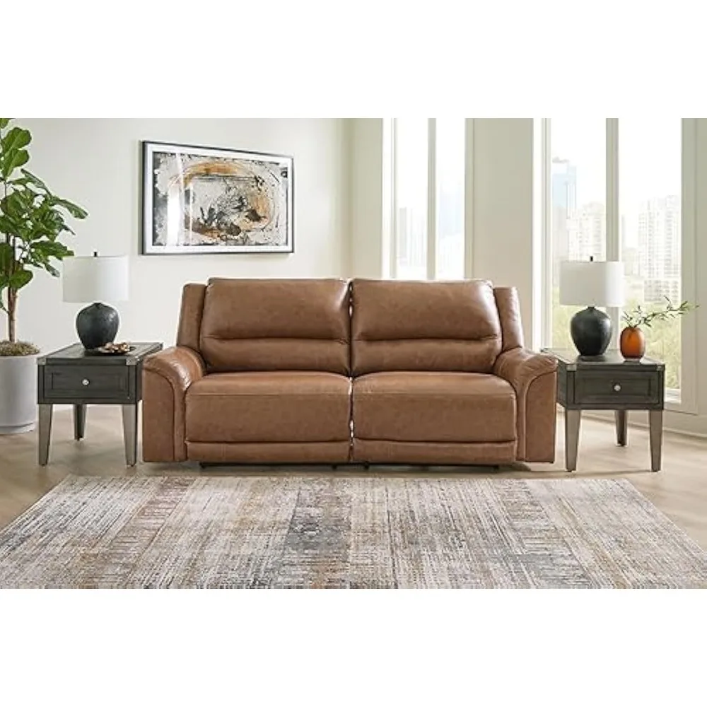 Trasimeno Contemporary Leather Match 2 Seat Power Reclining Sofa with Adjustable Headrest and USB Ports