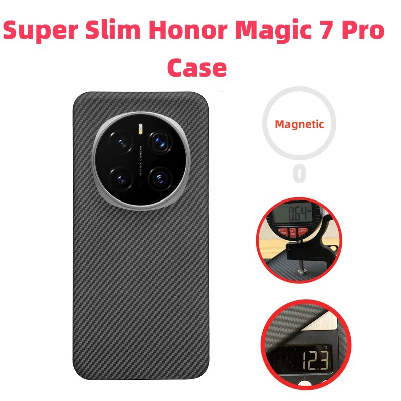 

For Honor Magic 7 Pro case kevlar MagSafe Aramid Fiber Carbon Thin Light male Magic7RSR cover fundas solid antishock waterproof