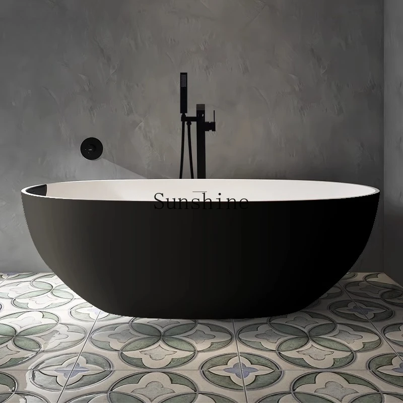 

Free-standing artificial stone bathtub household small apartment hotel B & B double couple oval