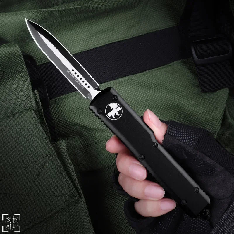 MICRO ULTRA TECH KNIFE Ultratech UT UTX EDC Self Defense Tactical Pocketknife All Black D2 Blade T6 Handle Top Version