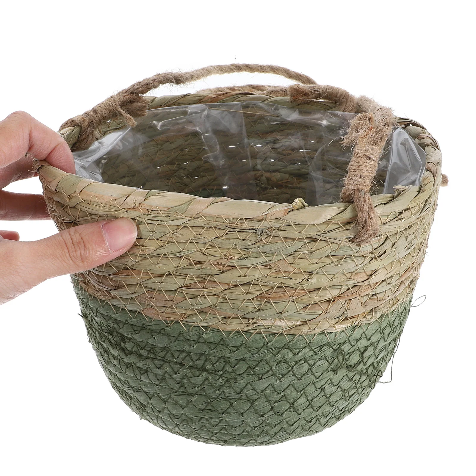 سلة معلقة منسوجة للنباتات - حامل نباتات داخلي وخارجي، زارع معلق صغير للزهور، خضرة بوعاء، ديكور حائط،