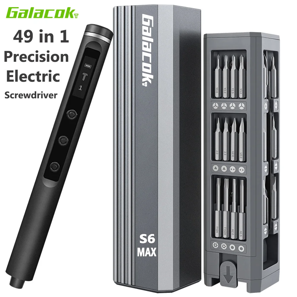 Galacok S6 MAX Precision Electric Screwdriver Set 5-Speed ​​Torque Adjustable Magnetic Phillips Torx Screwdriver Bits for PC DIY