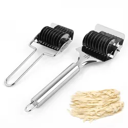 1PC Stainless Steel Spaghett Noodle Cutter Manual Pasta Pressing Maker Dough Shallot Garlic Roller Knife Crusher Kitchen Tools