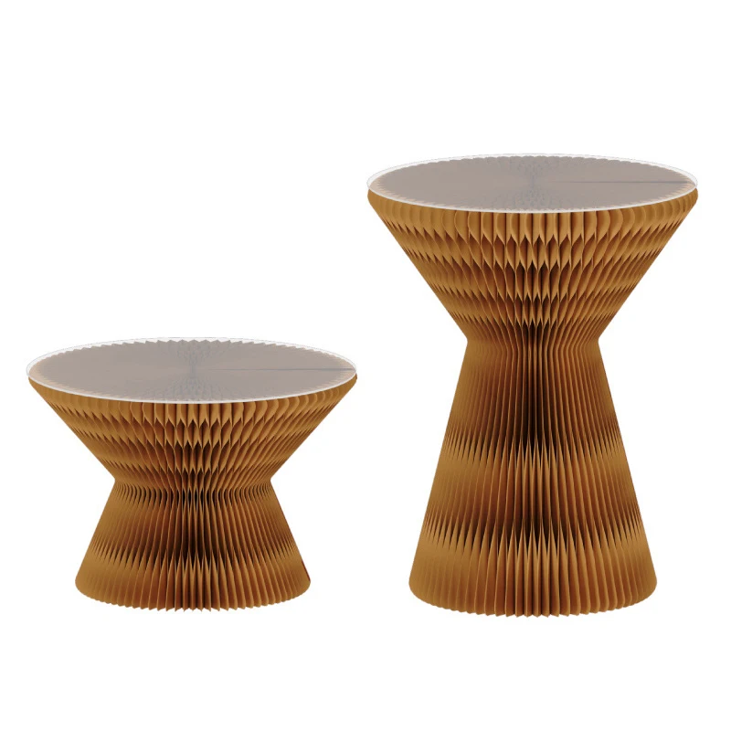 Modern Round Sofa Side Honeycomb Cardboard Corrugated Folding Paper Tables Set Furniture Center Coffee Table For Living Room