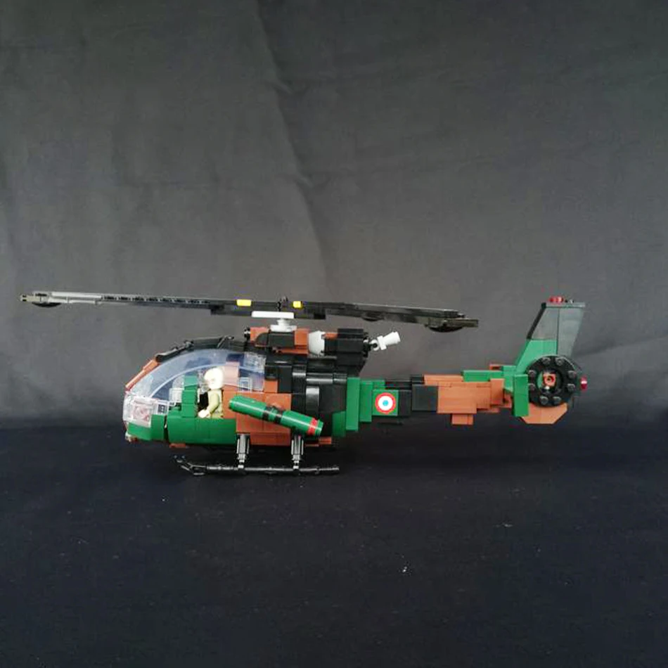 MOC Modern Military SA342 Light Armed Helicopter Building Blocks Model Aircraft 334PCS Bricks Tech Assembly Toy Men Gifts