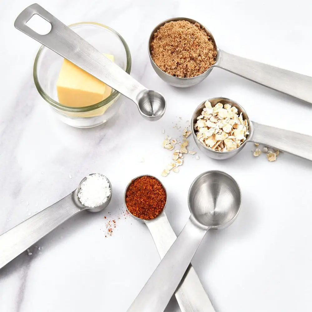Durable Stainless Steel Measuring Spoons Set Kitchen Baking Tools For Accurate Cooking Coffee Sugar Portion Control Gadget