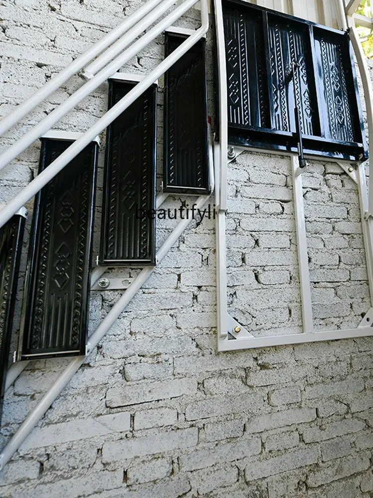 

S7486 ss yj Household Wall-Mounted Folding Stair Outdoor Storage Ladder Thickened Carbon Steel Stairs Invisible Ladder