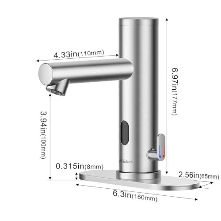 صنبور حوض الحمام بمستشعر الأشعة تحت الحمراء بدون استخدام اليدين مع التحكم في درجة الحرارة للحمامات الحديثة صنبور حوض بدون لمس يعمل بالبطارية #3