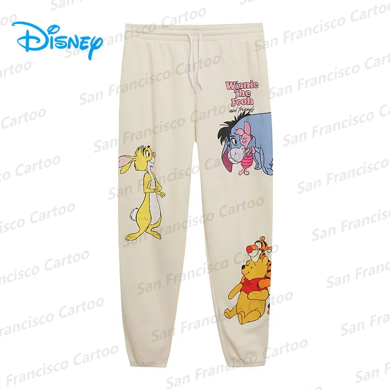 2024 New Summer Disney Girl Winnie the Pooh Cartoon Printed Casual Sweatpants KID/Adult Home Long Pajama Pants Fitness Breathabl