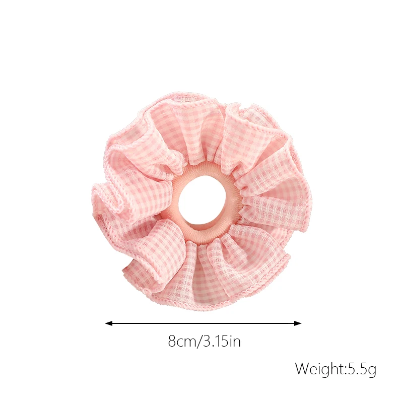 Gingham-Karo-Rüschen-Haargummis für Kleinkind-Mädchen, Hochelastische, Haarschonende Haarbänder, Baby-Kinder-Pferdeschwanz-Haaraccessoires – Detail 8