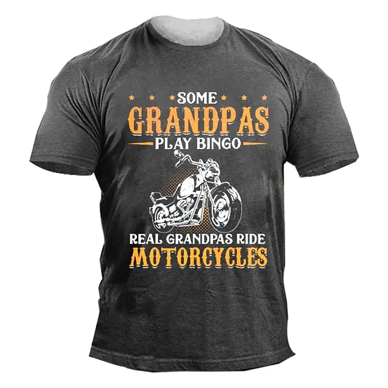 2024 Summer Hot selling Motorcycle T-shirt Men\'s Motorcycle 3D Printed Retro Short sleeved Elderly T-shirt Homme Motorcycle T-sh