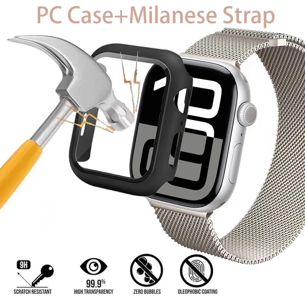 Gehäuse + Milanese-Magnetarmband für Apple Watch Band Ultra 3/2/1 49 mm 11 10 46/42 mm 9 8 7 6 5 4 SE3 IWatch 45/41/44/40 mm atmungsaktiv