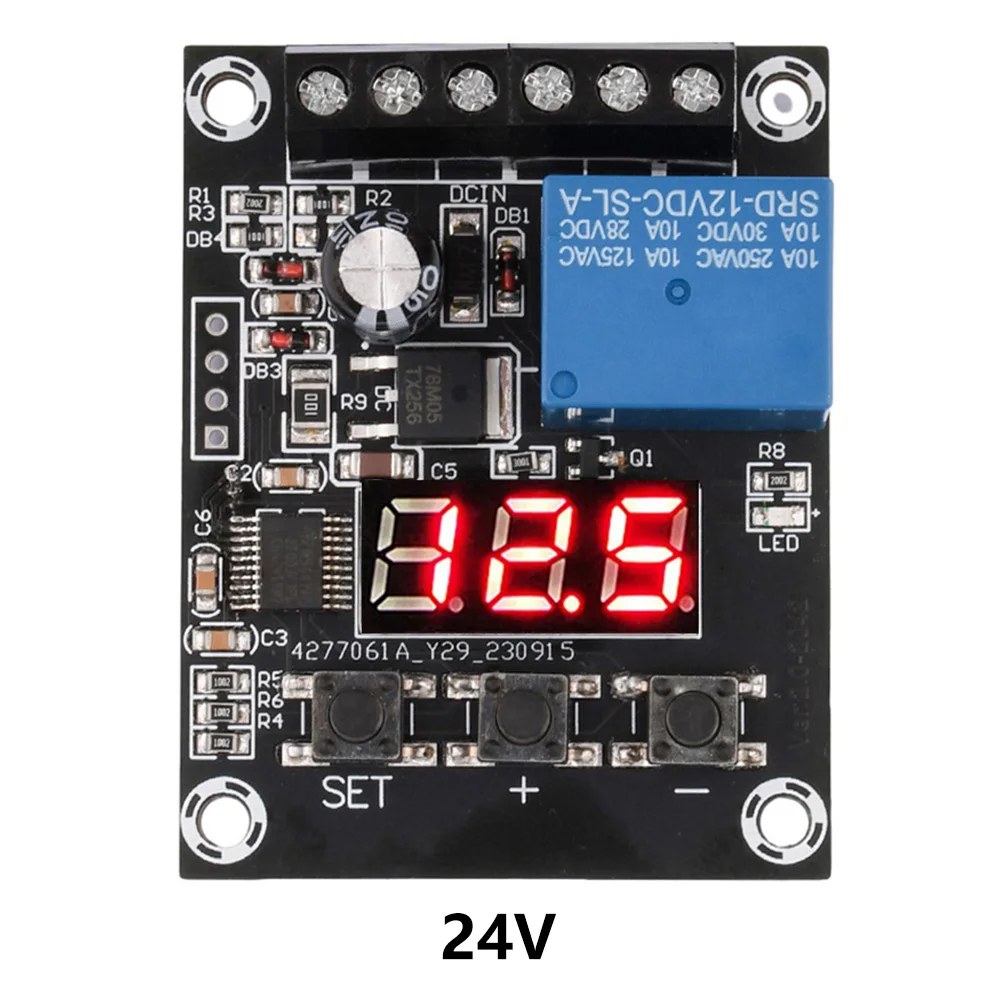 DC7-9V 12V 24V Digital Voltage Control Relay Module Relay Switch Control Board Module LED Voltmeter Charging Discharge Monitor