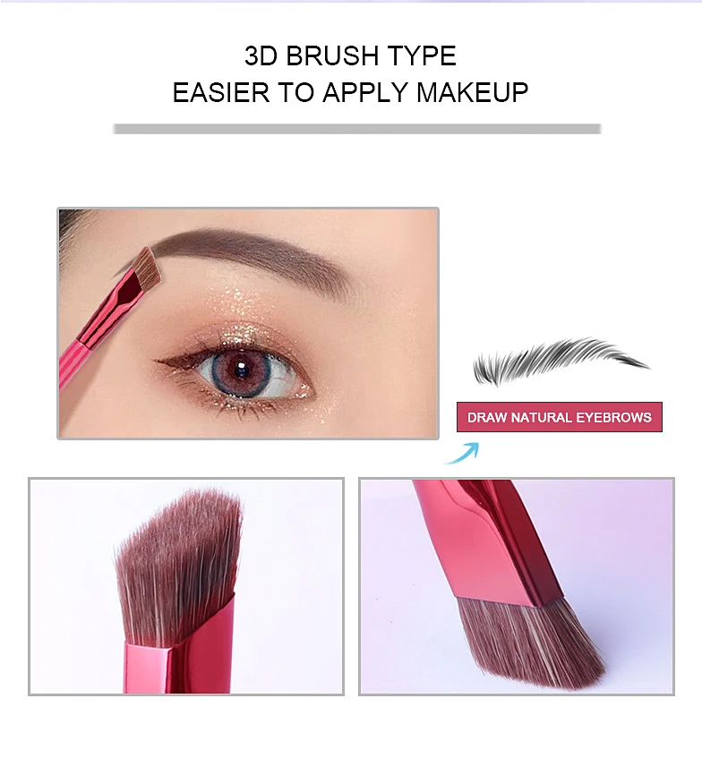 Multi functional makeup brush eyebrow brush, eye slant brush head, square three-dimensional eyebrow brush