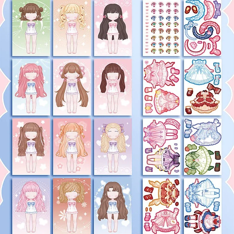 DIY Book Dress Up Sticker Book Girl Sticker Book Children's Cartoon Makeup Show Puzzle Cartoon Handmade