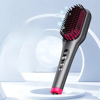 Image Electric Hot Comb Multifunctional Straight Hair Straightener Comb Negative Ion Anti-Scalding Styling Tool Straightening Brush