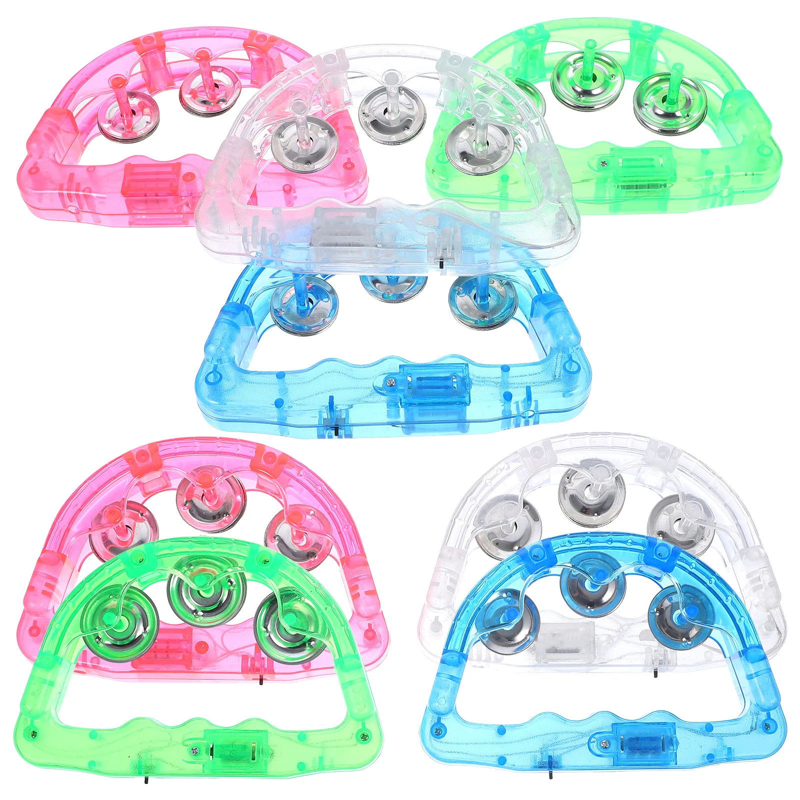 

8pcs Luminous Tambourine LED Handbell Kids Toys Plastic Stage Props 7 Colors Random Birthday Festival Party Playthings
