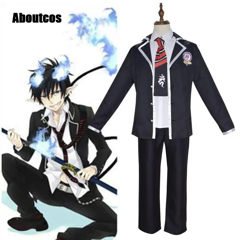 Aboutcos Anime Ao no Exorcist Cosplay Blue Exorcist Rin Okumura Cosplay Costume School Uniform Men Suits Outfits