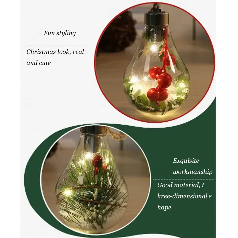 LED عيد الميلاد لمبة ضوء الزخرفية شنقا ضوء عيد الميلاد الحلي المنزل حفل زفاف السنة الجديدة ديكور مصباح الليل الشفاف