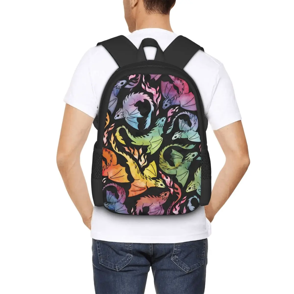 

Dragon Fire Dark Rainb Student Backpack School Bag Hiking Travel Daypack for Men Women Fashion Bookbag Shoulder Bags