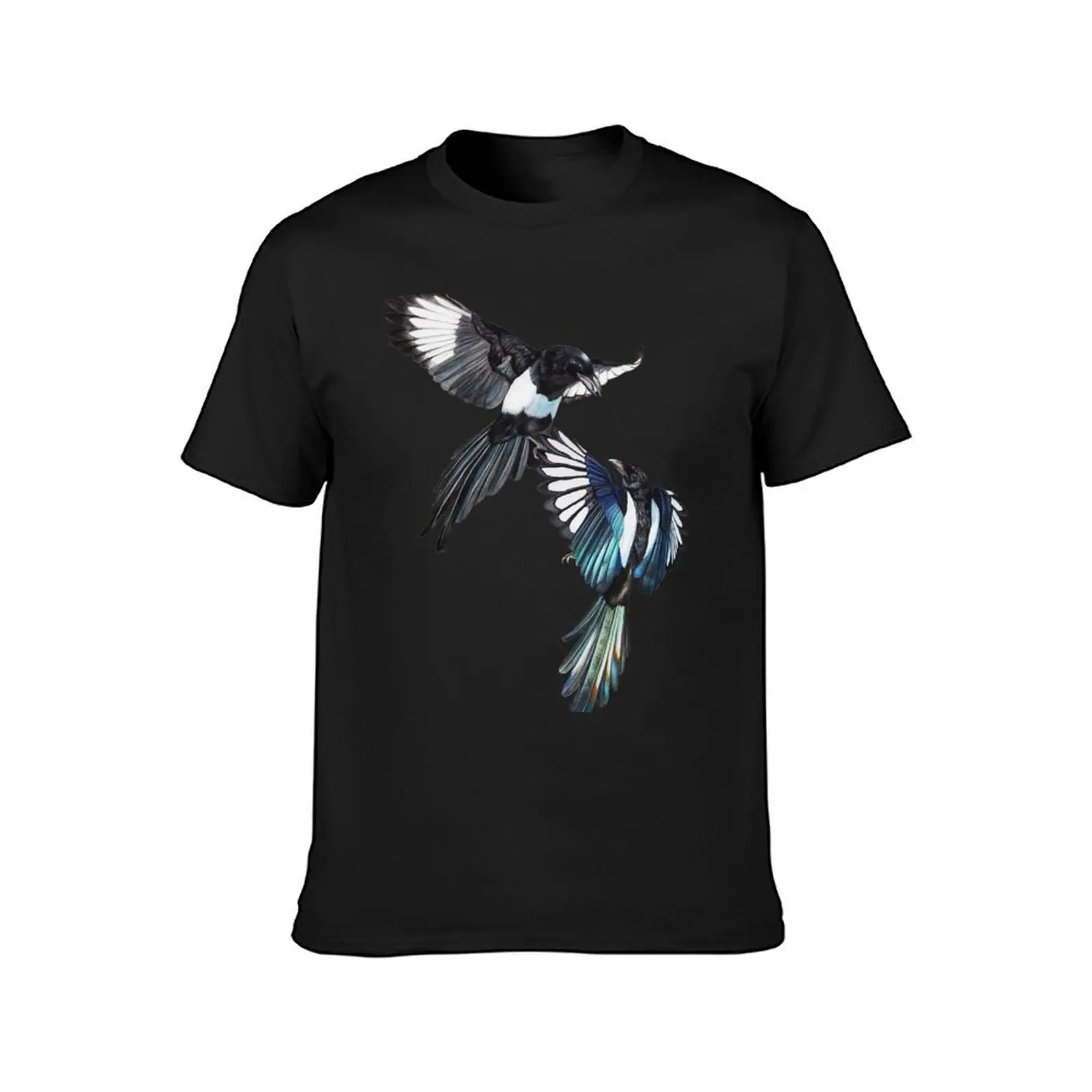 Flight Fight - Magpies in midair T-Shirt oversizeds blacks funny t shirts for men