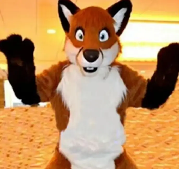 

Brown Wolf Fursuit Long Fur Furry Suits Husky Dog Fox Mascot Costume Halloween Birthday Party Christmas Carnival Fancy Dress