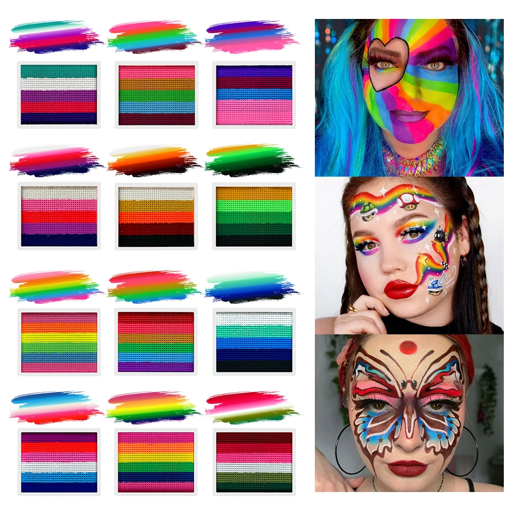 8G 12 Color Water Monochromatic Face Body Painting Palette Festive Washable face and body paint Makeup Costume Body Partie