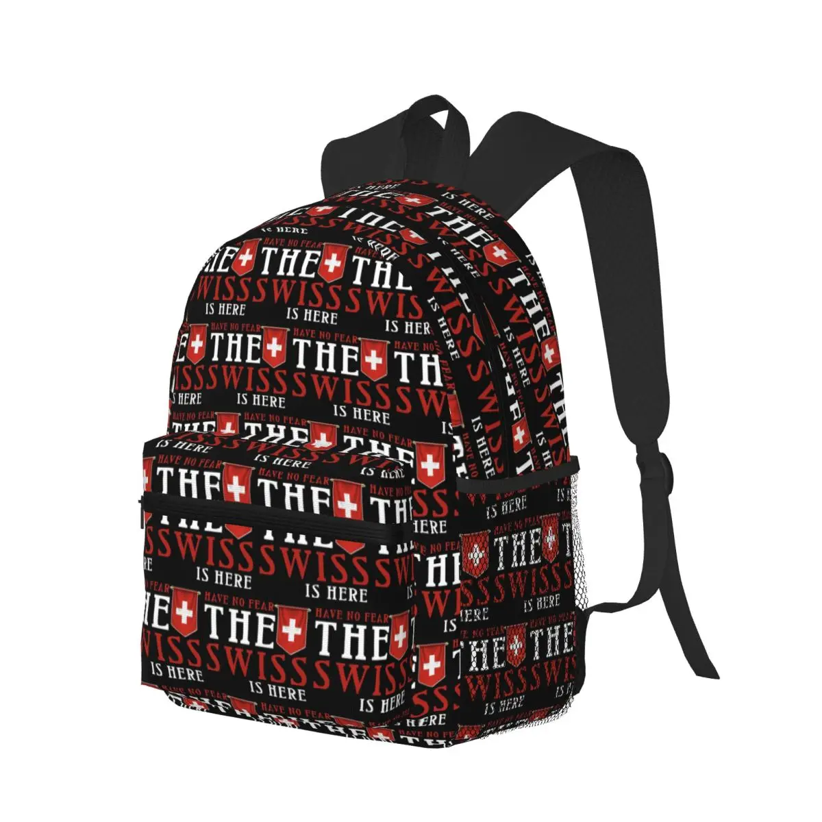 Swiss Switzerland Flag Student Backpack School Bag Hiking Travel Daypack for Boys Girls Bookbag Shoulder Bags