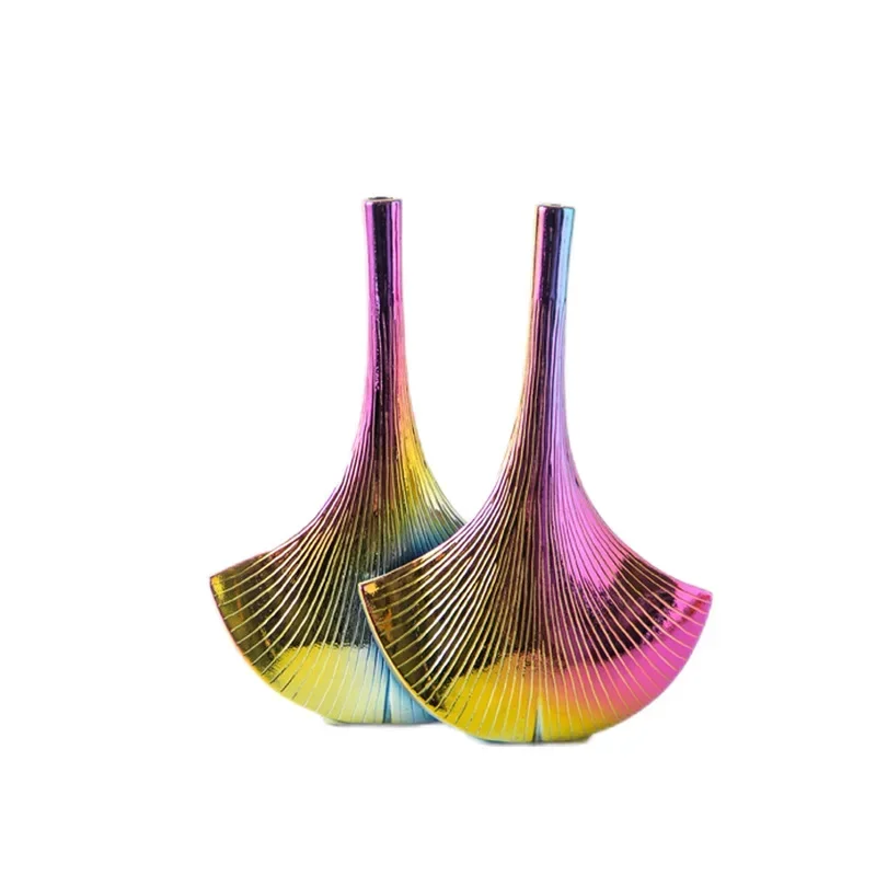 Light luxury simple colorful ceramic vase living room model room art dried flowers porch dining table soft decoration