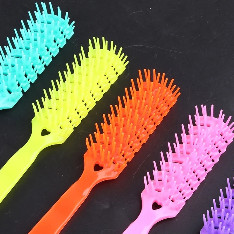 Lược chải tóc tạo kiểu bằng lông nylon có lỗ thông hơi cong dành cho tóc dài dày rối