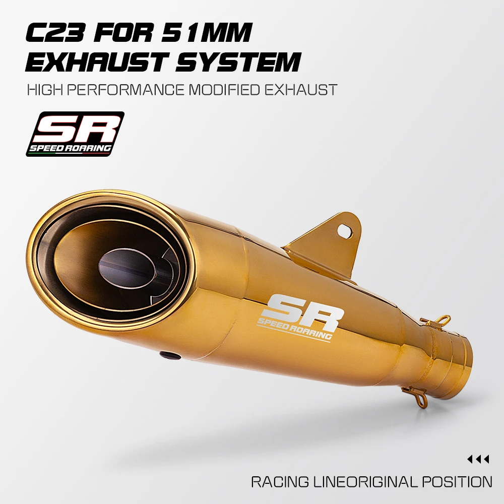 

For 51mm Exhaust Pipes C22 C23 Gold Tailpipe System Motorcycle Exhaust