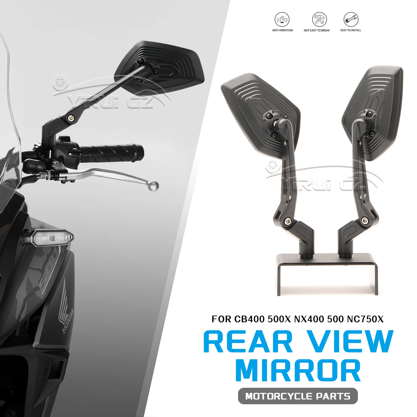 

For HONDA CB400X CB500X NX400 NX500 NC750 X Motorcycle Rearview Mirror Aluminum Adjustable Side Rear View Mirrors CB400X NX 400