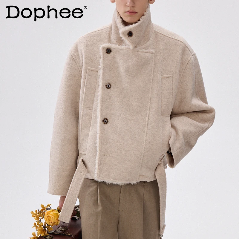 

2025 Winter New High-End Thickened Warm Jacket Coats Men's High-End Solid Color Tops Gentleman Handsome Long Sleeve Warm Jackets