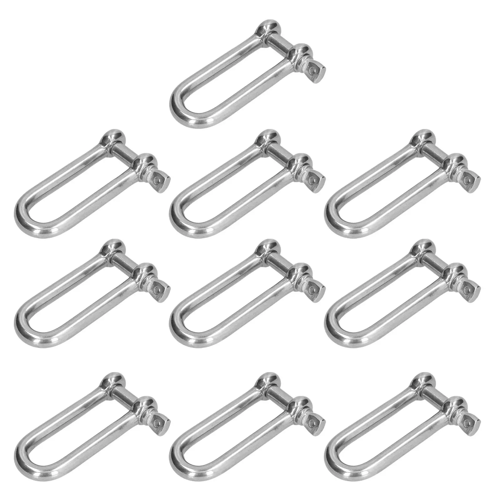 10Pcs for M5 Long D Shackle 304 Stainless Steel Anchor Screw Pin Chain Wire Rope Connector