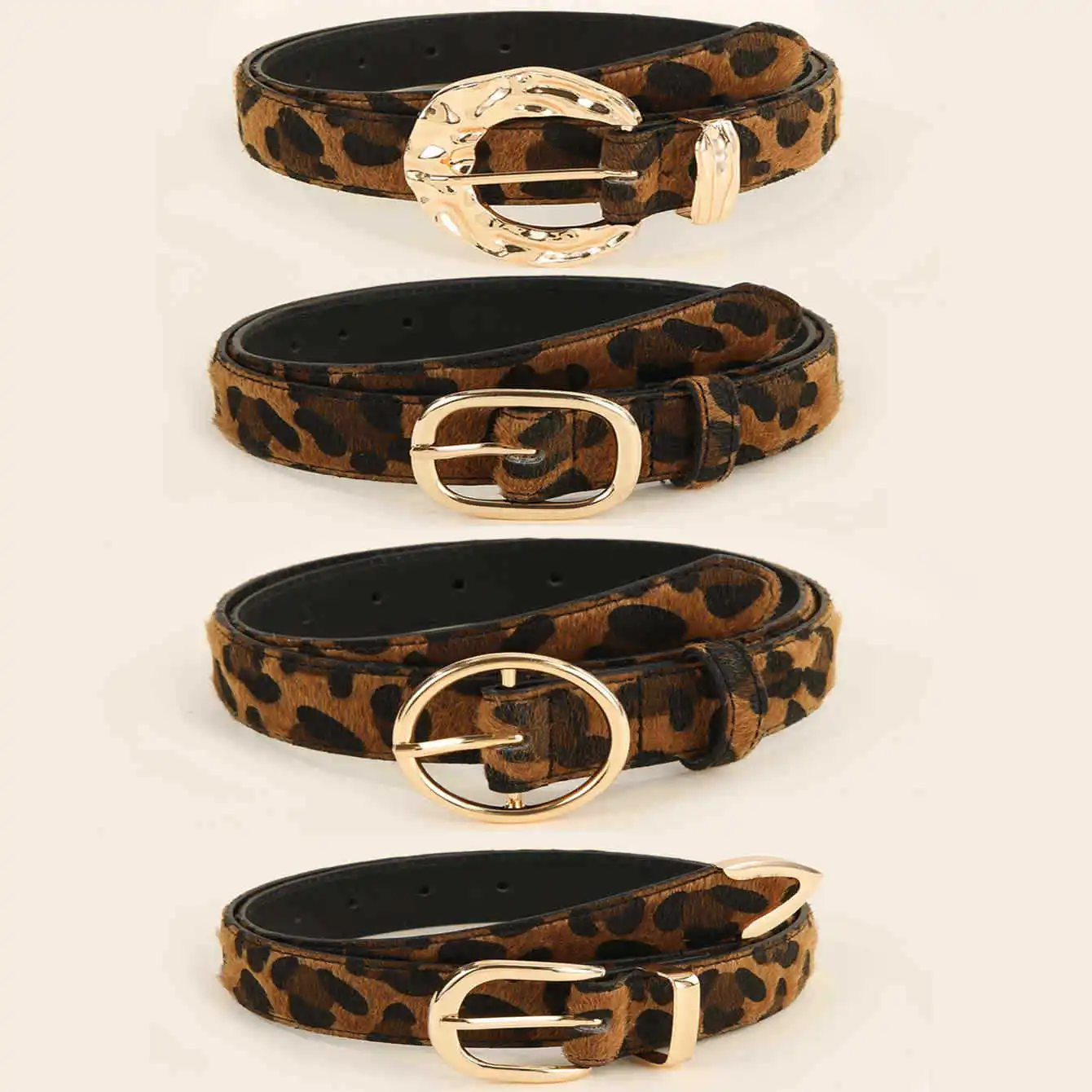 Cinturón versátil de moda americana con estampado de leopardo y serpiente, cinturón decorativo con hebilla japonesa de aleación redonda para mujer