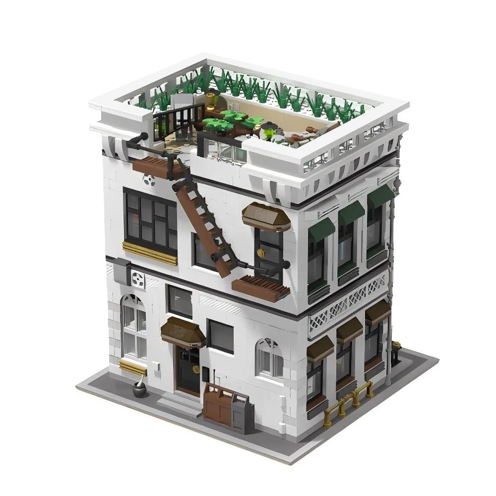 BuildMOC Street View Architectuur Zeevruchten Restaurant Bouwsteenset Modulair Vliegend Kreeft Modern Model Speelgoed Volwassenen Geschenken