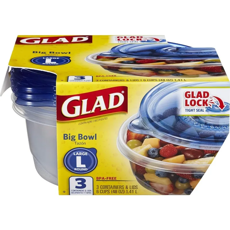 Food Storage Containers, 3 Count- 6 Pack, Durable Food Storage Containers from Glad for Meals, Snacks, and Desserts