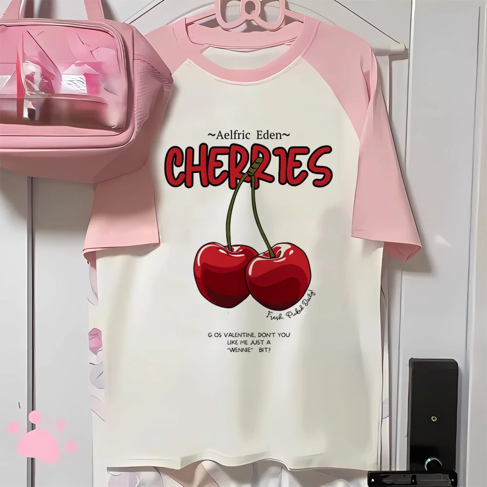 Cherry tshirt female Y2k Classic Digital Breathable anime Gothic tshirt Pop Culture Retro Classic streetwear 2000s graphic