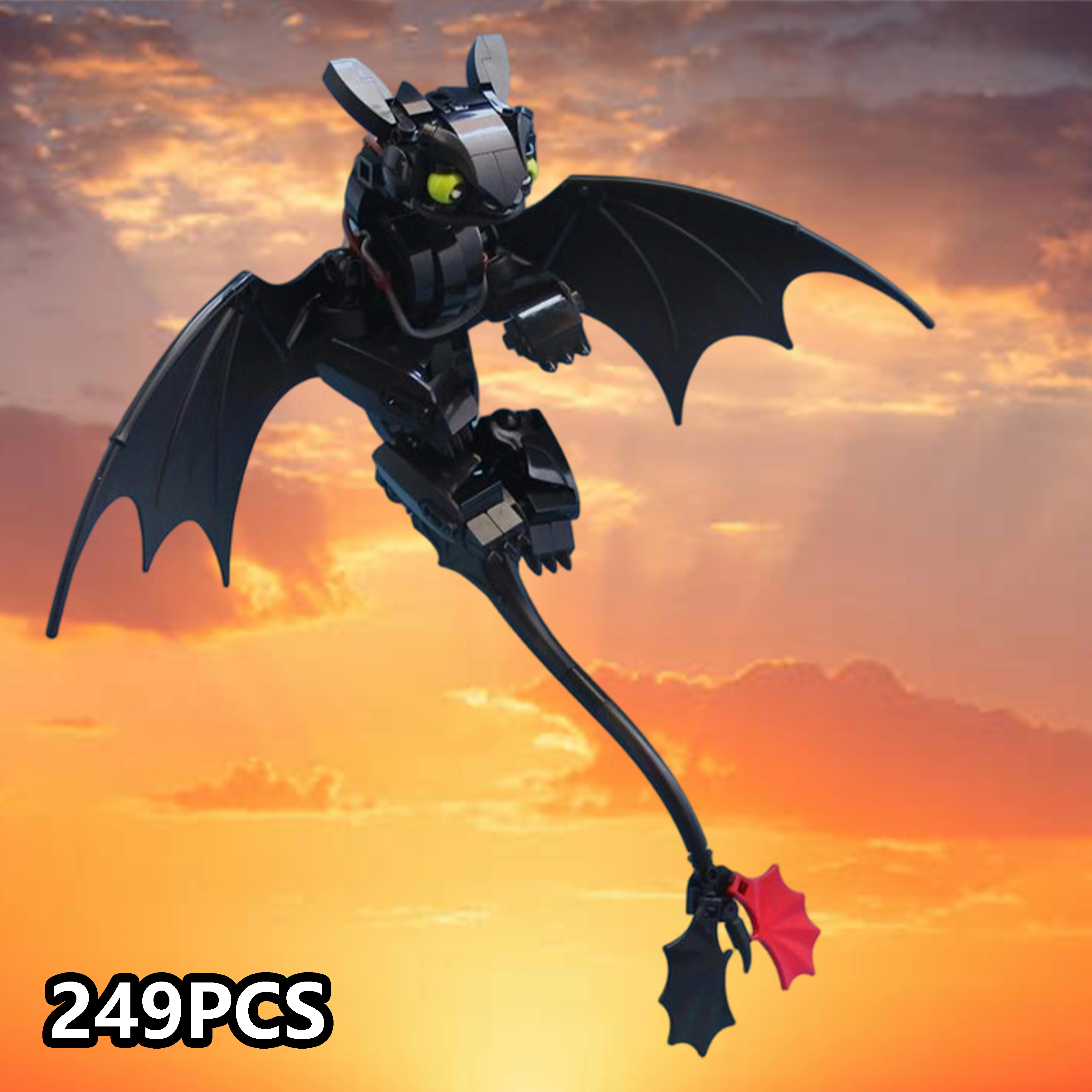 

MOC 249 шт. Dragon Rider черный дракон модель строительные блоки набор подвижная фигурка DIY сборная игрушка креативный дисплей орнамент подарок