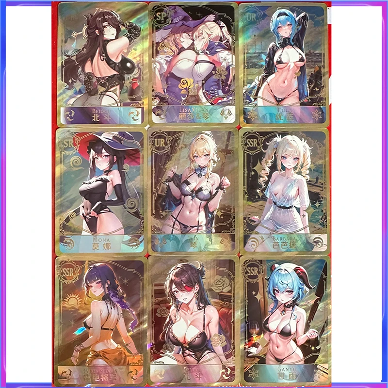 Genshin-tarjeta de impacto de 55 Uds., tarjeta porno de Chica de Anime Sexy, historia de diosa ACG DIY, tarjetas de colección de juguetes para adultos Rare Premium Flash