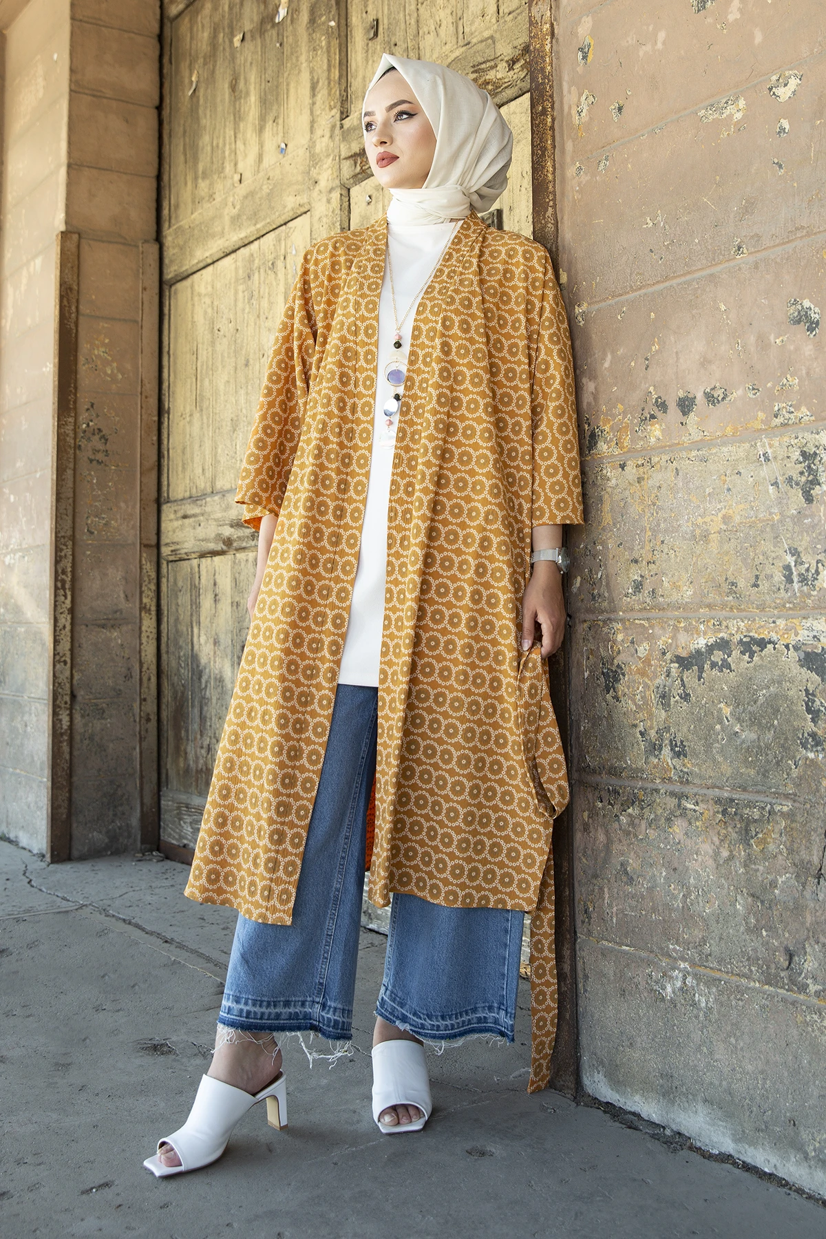 Patterned Kimono MD-Mustard