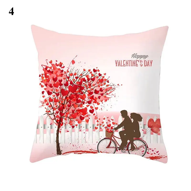 Valentine's Day Cushion Cover Red Heart Print Pillowcase  Sofa  