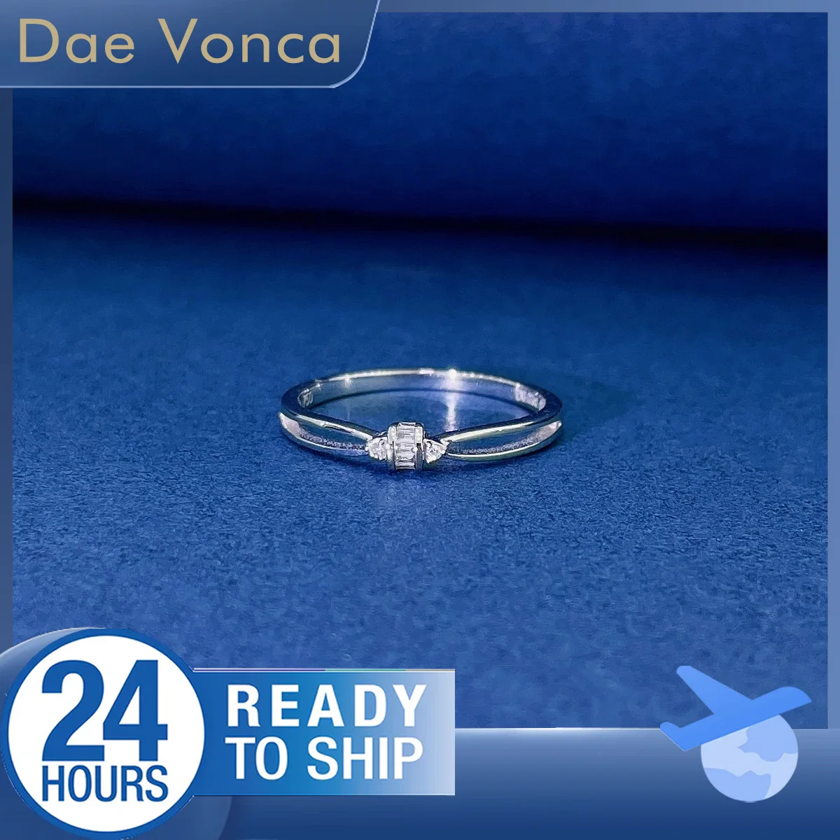 

Baguette Cut Natural Diamond Ring 18K White Gold Total 0.039ct Natural Diamond Openwork Ring Fine Jewelry For Wife