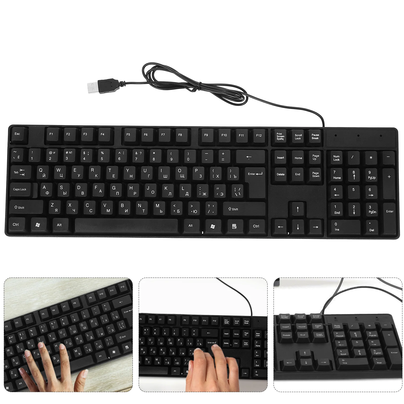 Office Keyboard Wired USB Russian Character Desktop Computer Keyboard Supply Gaming Keyboard Full Size Keyboard