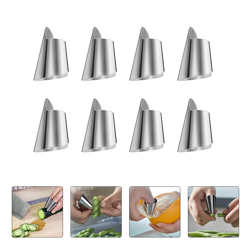 20pcs Stainless Steel Finger Thumb Protector Kitchen Shield For Chopping Peeling Shelling Nail Guard For Dicing Cutting Finger