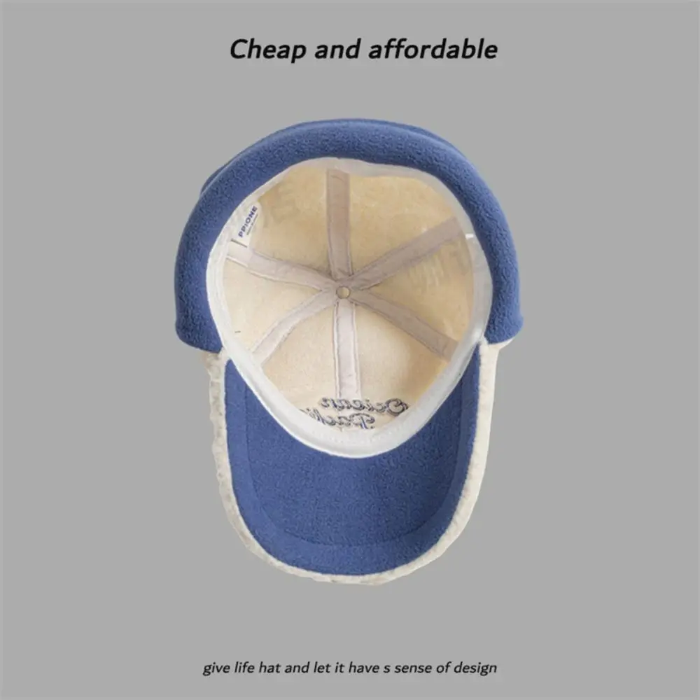 Ear Protectors Warm Pilot Hat Thickened Windproof Winter Baseball Cap Earflaps Visor Bonnet Caps Lamb Wool Hat Skiing Cycling