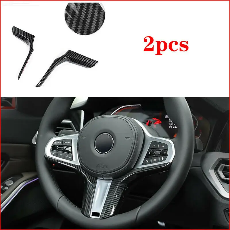 For BMW 3 Series G20 2019 2020 Carbon Fiber Car Steering Wheel Decoration Cover Trim Frame Sticker