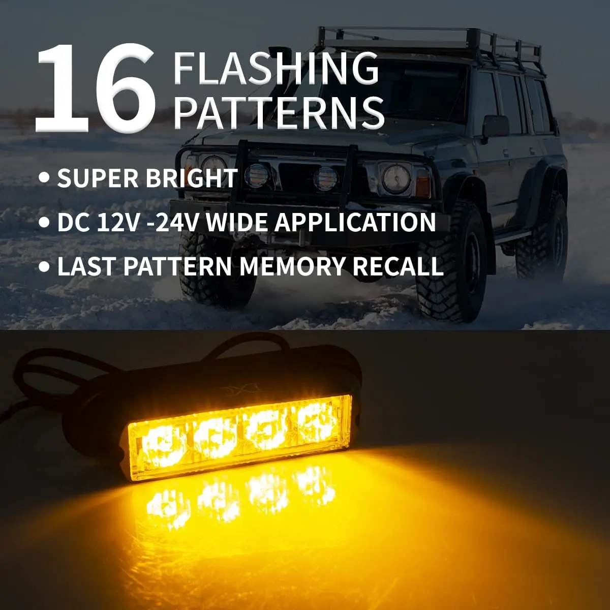 4 LED Car Grille Strobe Beacon Light Pickup Truck width indicator light Police Emergency Hazard Warning Flash Signal Lamp 12/24V