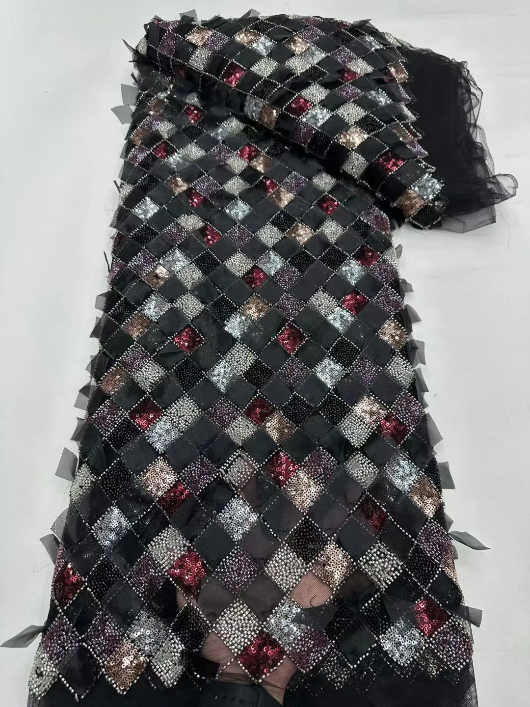 African Groom Lace Fabric 2025 High Quality Lace French Tulle Sequins Embroidery Beads Tulle Lace Fabric For Party Dress Women
